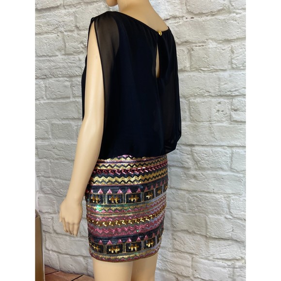 AIDAN MATTOX Sequin Dress Size 2 Party Dress Mini Dress Cocktail Dress Colorful - Picture 8 of 13